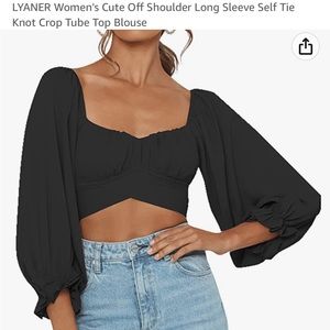 Long sleeve tie knot crop top